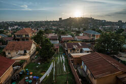 Ariel shot of Kampala, Uganda. 