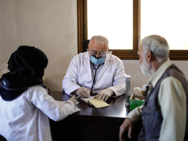 A doctor at a clinic run by the IRC in Idlib, Syria