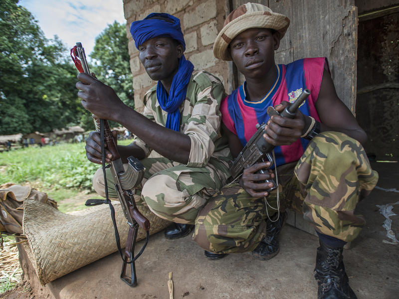 Members of the Seleka rebel militia in Kaga Bandoro Members of the Seleka rebel militia in Kaga Bandoro