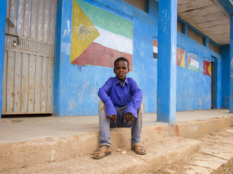 Abdil Badel Bade Abdil outside school