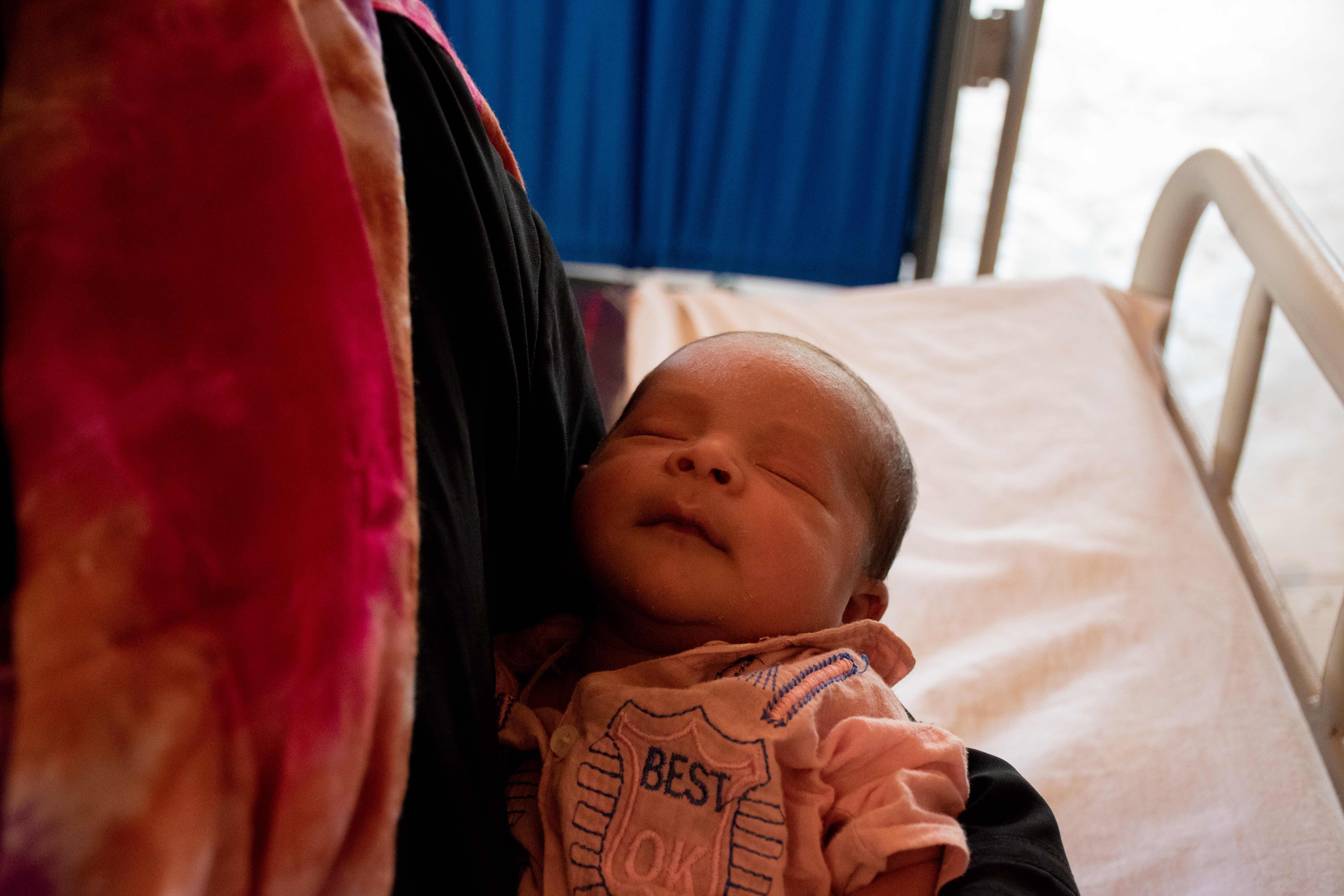 A four-day-old Rohingya boy born in IRC-supported women's centre in Kutupalong refugee camp in Bangladesh