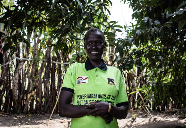 Nyapar Kujiek received support from the IRC Women’s Empowerment Center to build her farming business in South Sudan.